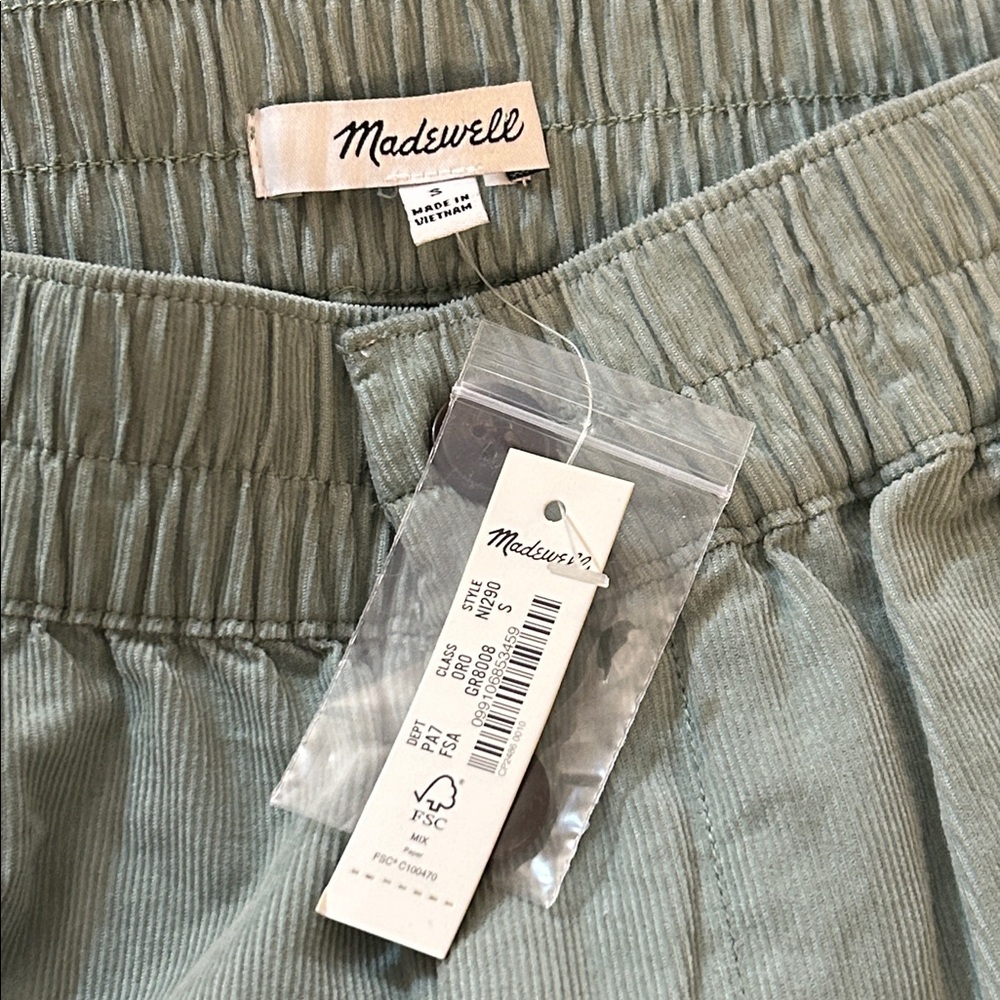 NWT Madewell Corduroy Pull-On Tapered Pants in Frosted Sage size Small - Picture 2 of 15